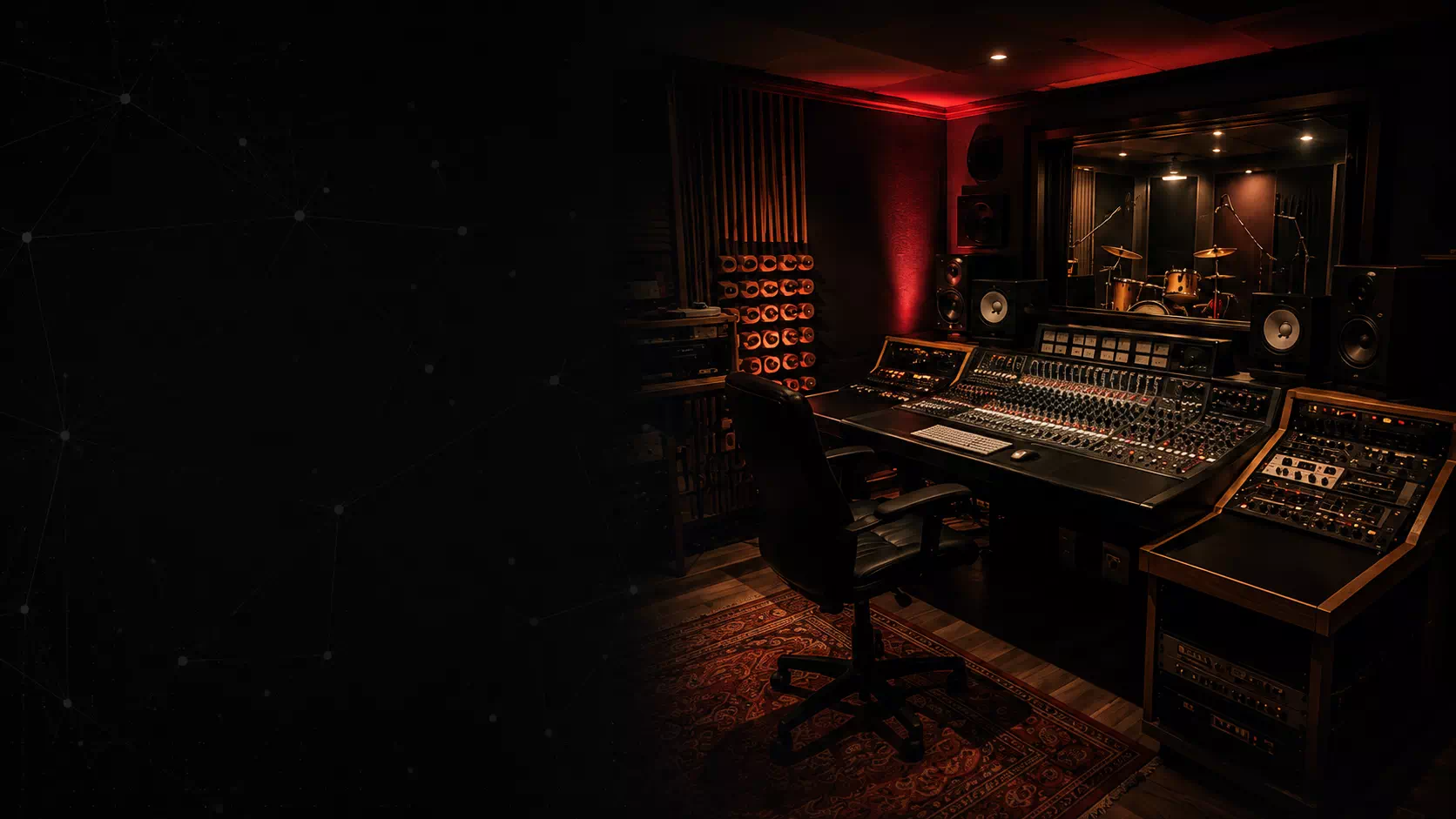 Régie et live room d'Atom Studio, studio d'enregistrement à Borgo en Haute-Corse